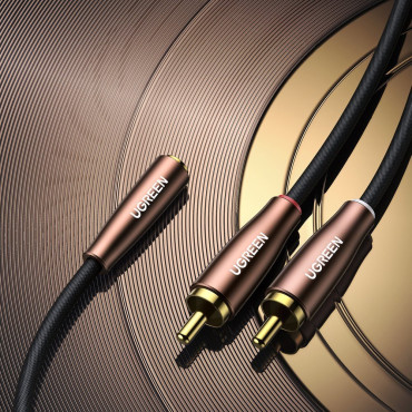 Ljudkabeladapter 3.5mm Mini Jack Kvinna - 2x Male RCA 2M Brown