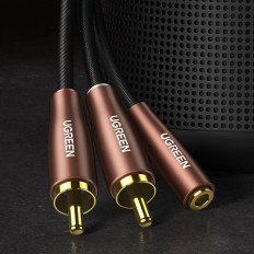 Ljudkabeladapter 3.5mm Mini Jack Kvinna - 2x Male RCA 2M Brown