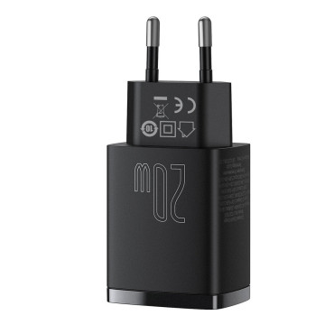Carregador de rede preto USB USB-C 20W 3A PD QC 3.0