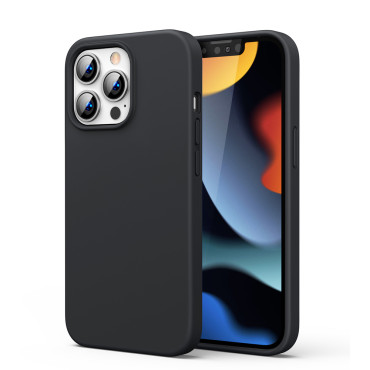 Caja de la caja de silicona elástica de goma iPhone 13 Pro Max Black