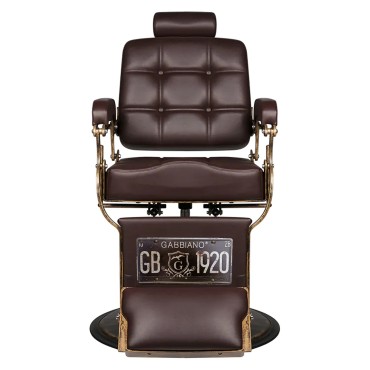 Fauteuil barbier Gabbiano Boss marron — vue de face