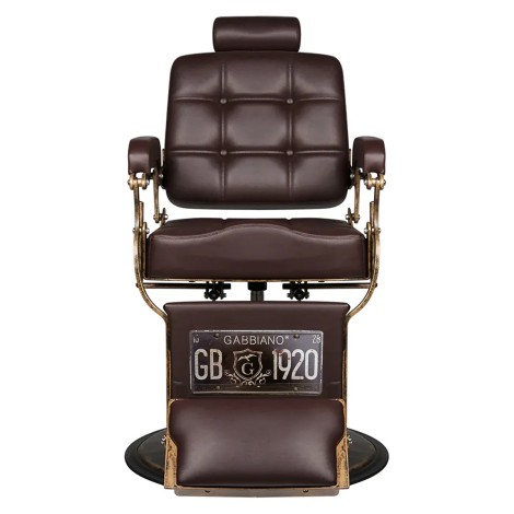Cadeira de barbeiro Gabbiano Boss castanha — vista frontal