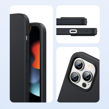 Caja de la caja de silicona elástica de goma iPhone 13 Pro Max Black