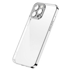 Cubierta de la caja para la carcasa del iPhone 13 Pro con un marco de plata metálico