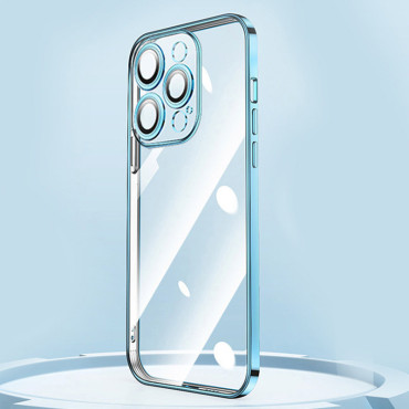 Cubierta de la caja para la carcasa del iPhone 13 Pro con un marco de plata metálico