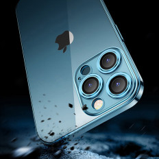 Cubierta de la caja para la carcasa del iPhone 13 Pro con un marco de plata metálico