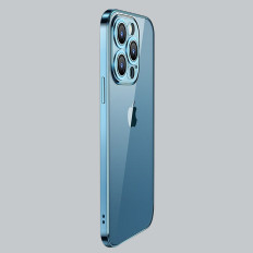 Cubierta de la caja para la carcasa del iPhone 13 Pro con un marco de plata metálico