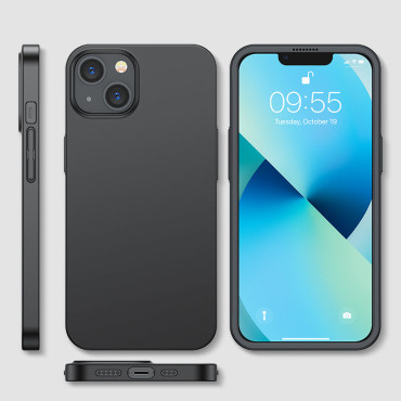 Case cover voor iPhone 13 behuizing voor rug en voorkant + gehard glas zwart