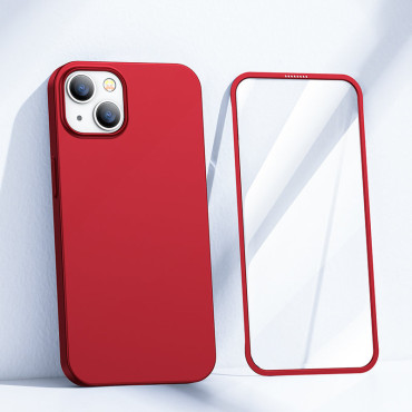 Case Cover for iPhone 13 Casing på baksiden og foran + Rød Herdet Glass