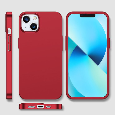 Capa de caso para o revestimento do iPhone 13 nas costas e frente + vidro temperado vermelho
