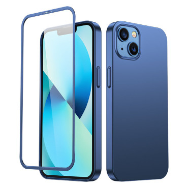 Fallskydd för iPhone 13 hölje på baksidan och fronten + härdat glas