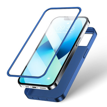 Couverture de cas pour iPhone 13 boîtier sur le dos et le verre trempé avant +