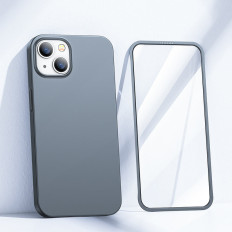 Case Cover for iPhone 13 -kotelo takana ja edessä + lasi kovettunut harmaa