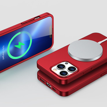 Case deksel til iPhone 13 Pro Max Housing For Back and Front + Herdet Glass Rød