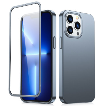 Case Cover til iPhone 13 Pro Max Casing på bagsiden og forreste + glas hærdet grå