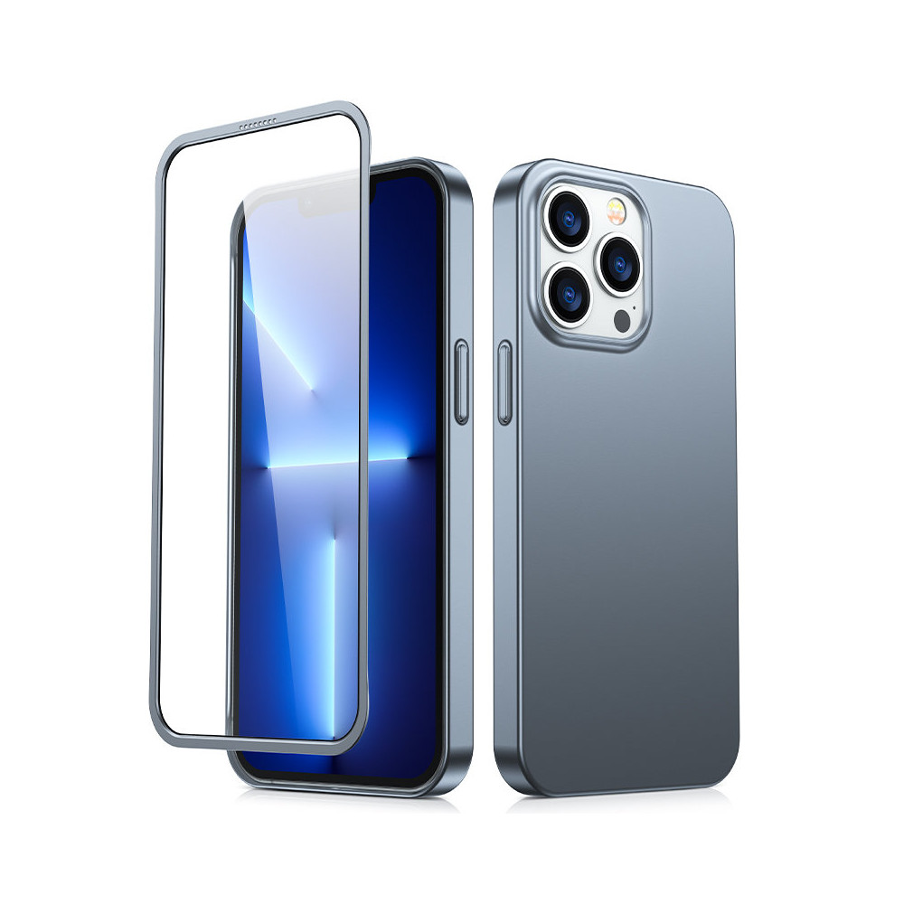 Case Cover til iPhone 13 Pro Max Casing på bagsiden og forreste + glas hærdet grå