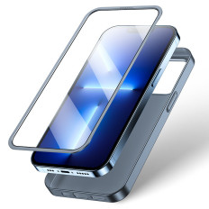 Case Cover til iPhone 13 Pro Max Casing på bagsiden og forreste + glas hærdet grå