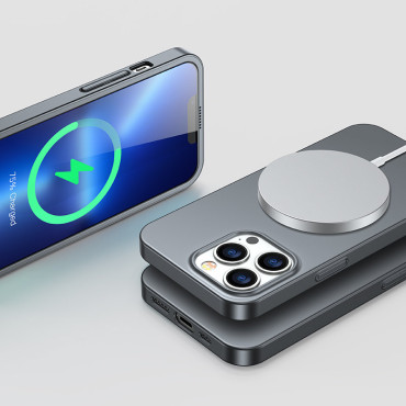 Case Cover til iPhone 13 Pro Max Casing på bagsiden og forreste + glas hærdet grå