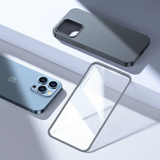 Case Cover til iPhone 13 Pro Max Casing på bagsiden og forreste + glas hærdet grå