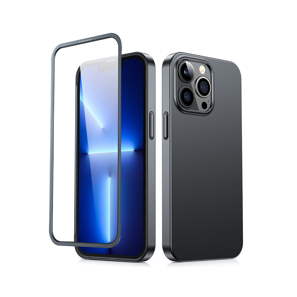 Etui pokrowiec do iPhone 13 Pro obudowa na tył i przód + szkło hartowane czarny