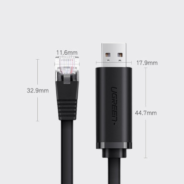 Kábelkonzolkábel USB adapter - RJ45 Ethernet csavart 1.5m fekete
