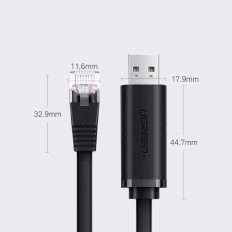 Kábelkonzolkábel USB adapter - RJ45 Ethernet csavart 1.5m fekete