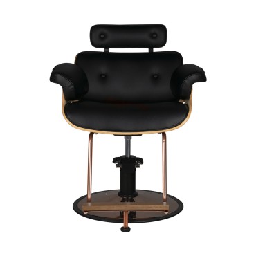 Hairdressing Chair Gabbiano Florencja Black & Walnut — front view