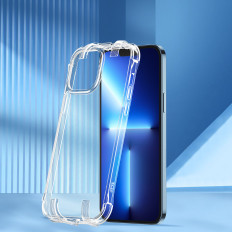 Juhtumikate iPhone 13 PRO soomustatud korpus konksude läbipaistev