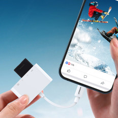Προσαρμογέας ανάγνωσης κάρτας HUB για iPhone OTG Lightning - USB SD Reader κάρτα TF White