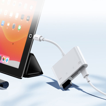 HUB-kortläsare Adapter för iPhone OTG Lightning - USB SD-kortläsare TF White