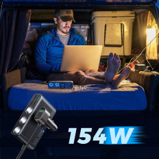 9W1 Carregador de carro 5x USB 1x USB-C 3X Cigarro Socket Socket QC Preto