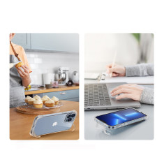 Magnetic Case for iPhone 13 Pro Armored Cover with Hooks Case Transparent