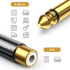 Adapter Adapter Jack 6.35 mm Man på RCA Golden RCA