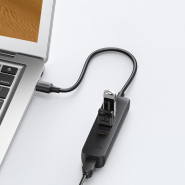 Adapter Adapter USB-distributör - Ethernet RJ45 3x USB Svart