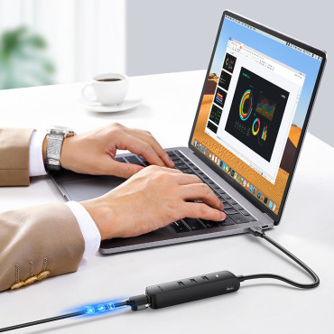 Adapterio adapteris USB Platintojas - Ethernet RJ45 3X USB juoda