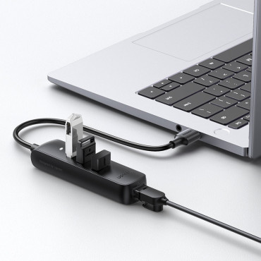 Adapter Adapter USB-distributör - Ethernet RJ45 3x USB Svart