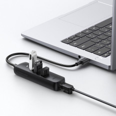 Adapter Adapter USB-distributör - Ethernet RJ45 3x USB Svart