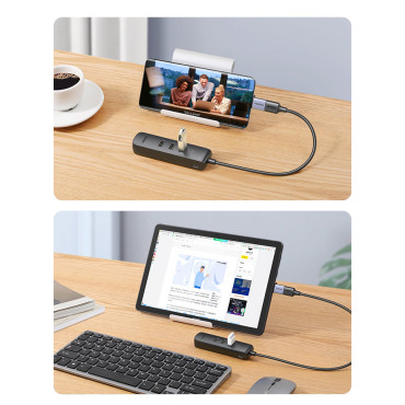 Adapter Adapter USB-distributör - Ethernet RJ45 3x USB Svart