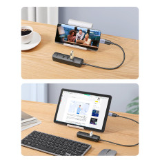 Adapter Adapter USB-distributör - Ethernet RJ45 3x USB Svart