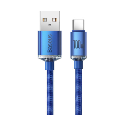 Kabelkabel voor snelle laden en USB-gegevensoverdracht - USB-C 100W 1.2m Blauw