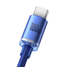 Kabelkabel voor snelle laden en USB-gegevensoverdracht - USB-C 100W 1.2m Blauw