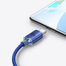 Kabelkabel voor snelle laden en USB-gegevensoverdracht - USB-C 100W 1.2m Blauw