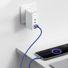 Kabelkabel voor snelle laden en USB-gegevensoverdracht - USB-C 100W 1.2m Blauw