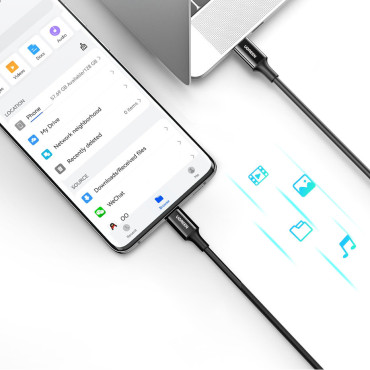 Kabelis USB-C 5A kabelis ātri iekraut PD QC 1m balts