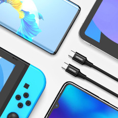 Kabelis USB-C 5A kabelis ātri iekraut PD QC 1m balts