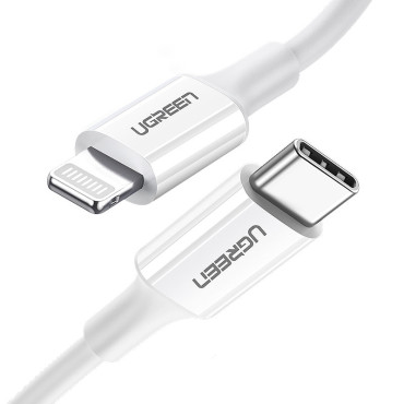 Kabelska žica za iPhone MFI USB-C - Lightning 20W 3A 0.5m Bela