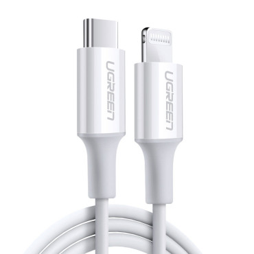 Kabeltråd for iPhone MFI USB-C - Lightning 20W 3A 0.5m Hvit