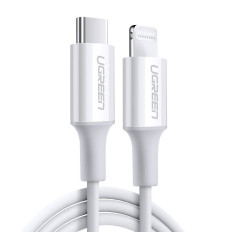 Kaapelijohto iPhone MFI USB-C - Lightning 20W 3A 0.5m Valkoinen