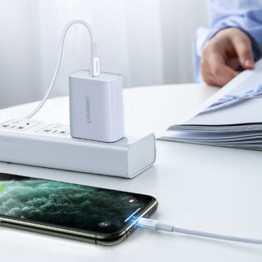 Kaapelijohto iPhone MFI USB-C - Lightning 20W 3A 0.5m Valkoinen