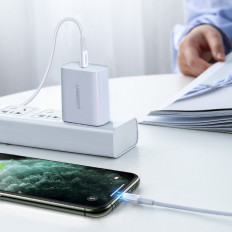 Kabelska žica za iPhone MFI USB-C - Lightning 20W 3A 0.5m Bela